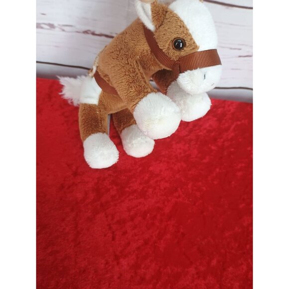 Prextex Plush Horse Toy Brown & White With‎ Saddle 5 inches - Picture 2 of 8